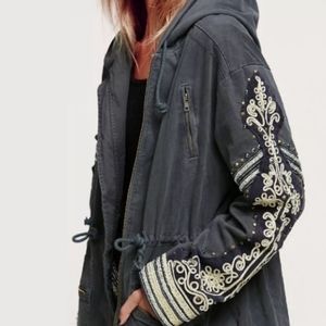 Free People Golden Quills Military Jacket Medium